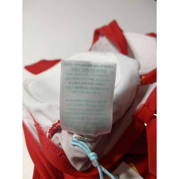 Kona Sol One Piece Swimsuit Women's Tie Front Bright Red S Keyhole Knot Front - Picture 10 of 10